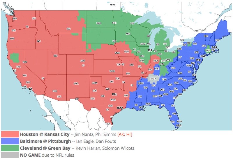 Illustration for article titled Which TV Market's Getting Screwed Today? Your Week 7 NFL Viewing Maps